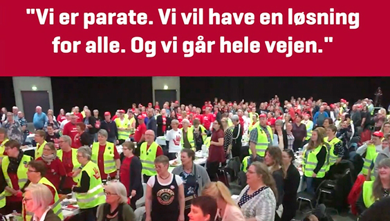 Del video og udtalelse fra FOAs OK18-stormøde for tillidsrepræsentanter